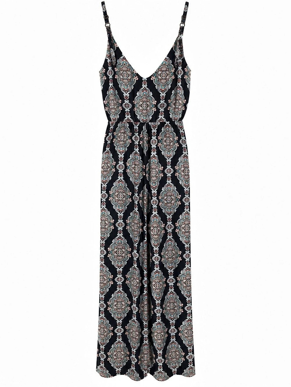 H&M Paisley Wide Leg Jumpsuit in Black & Blue Size 8 Like New